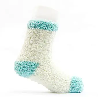 baby colorful double cuff pompoms thick cotton winter socks