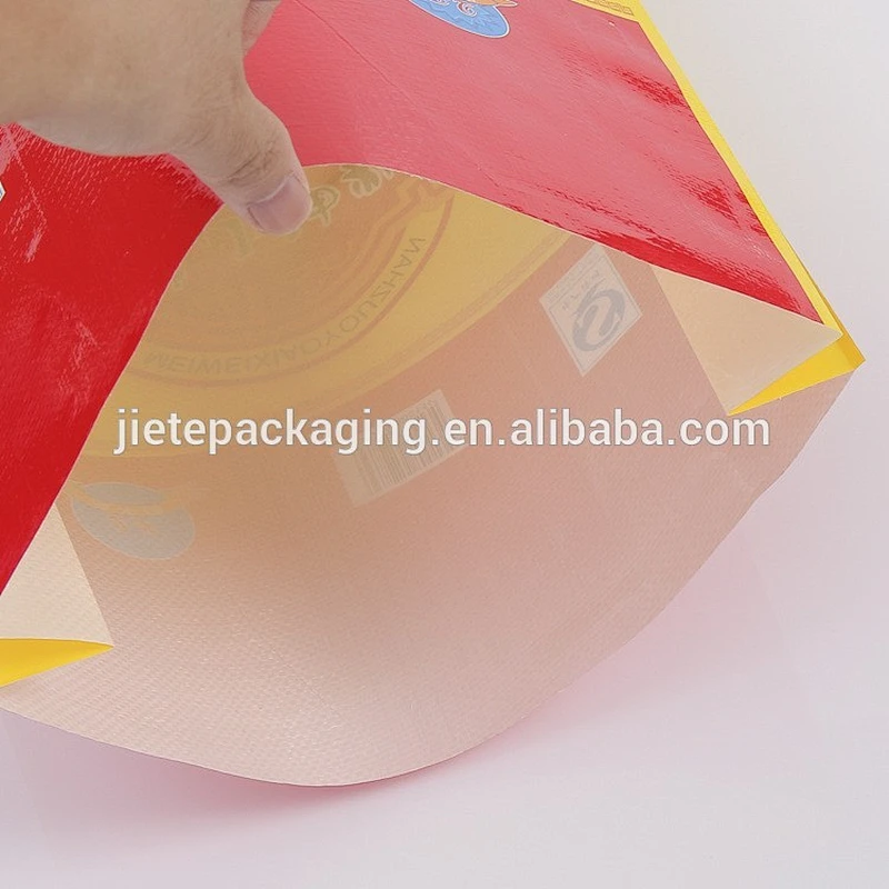Transparent pp woven samll bag with printing and lamination for packaging rice, maize flour, sugar, salt 15kg 25kg