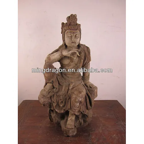 chinese antique wooden dancing buddha statu