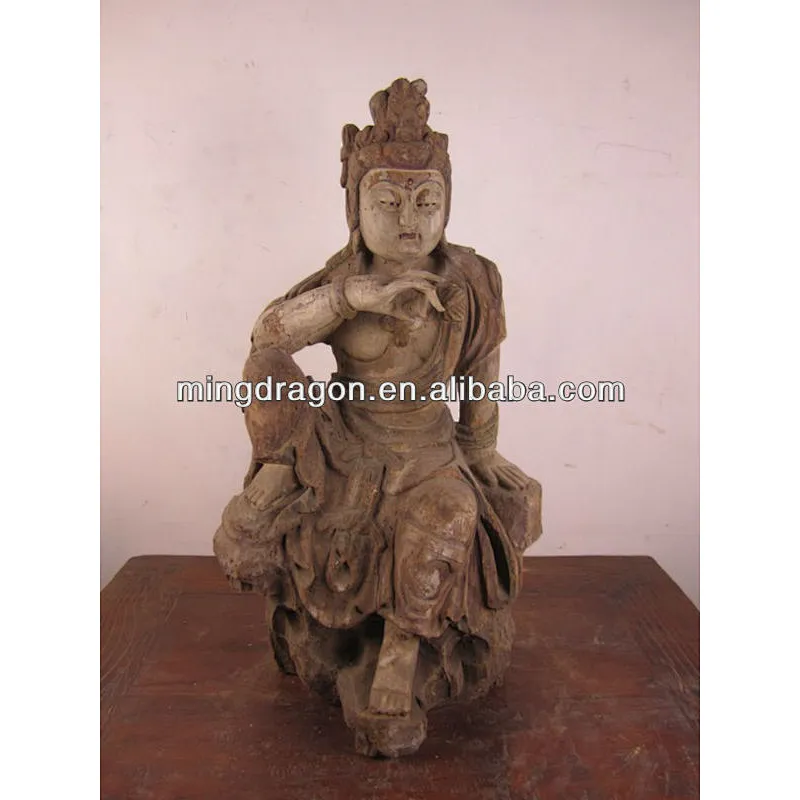 chinese antique wooden dancing buddha statu