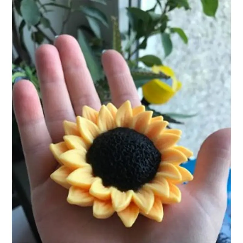 2018 new arrivals gel die 3D Aroma Stone Sunflower Flower Silicone molds for Soap