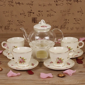 China Supplier Flower Tea Pot Set Free Sample Ceramic Tea Set Box Packing Door Gift Tea Cup