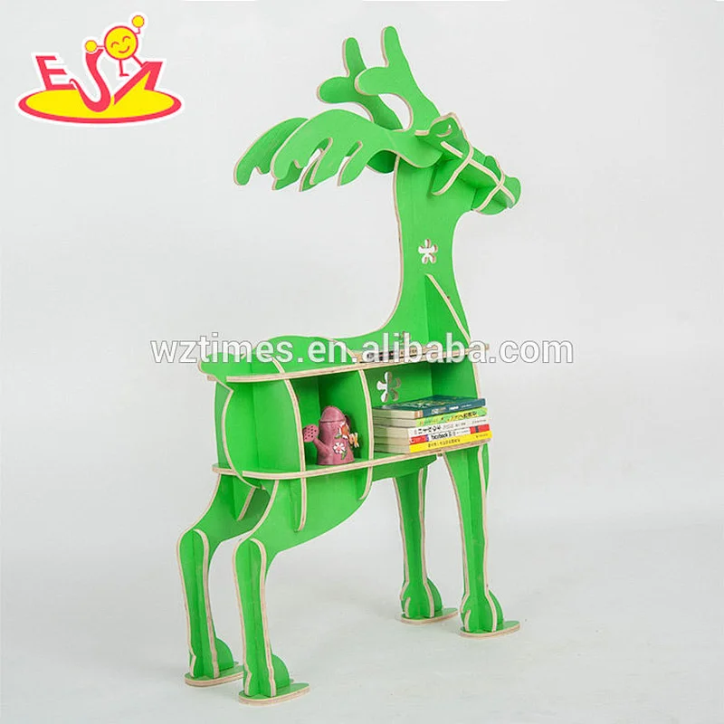 Wholesale cheap unique wooden baby bookshelf used in reading angle W08D071