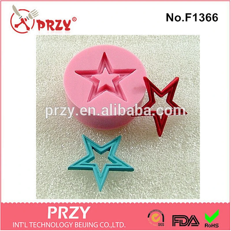 F1366 Food Grade star Baking Cake Heat Resistant Chocolate Candy DIY star Fondant Silicone Mold