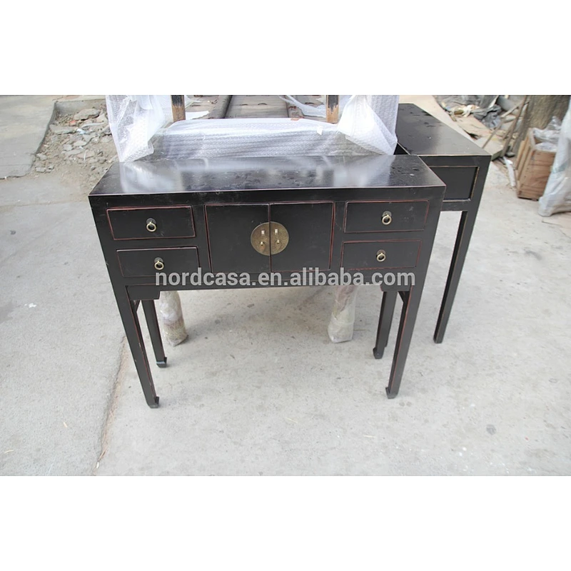 Hotel Red Chinese Console Table Hand Painted Drawer Console Antique Red Wooden Table