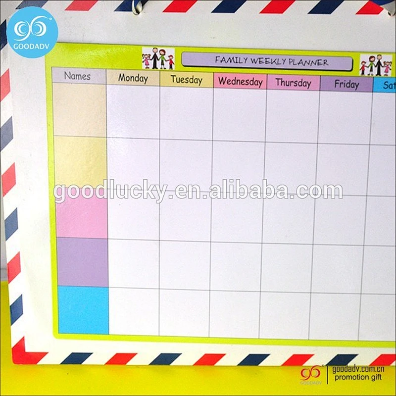 Advertising gift cheap custom weekly planning chart magnetic timetable