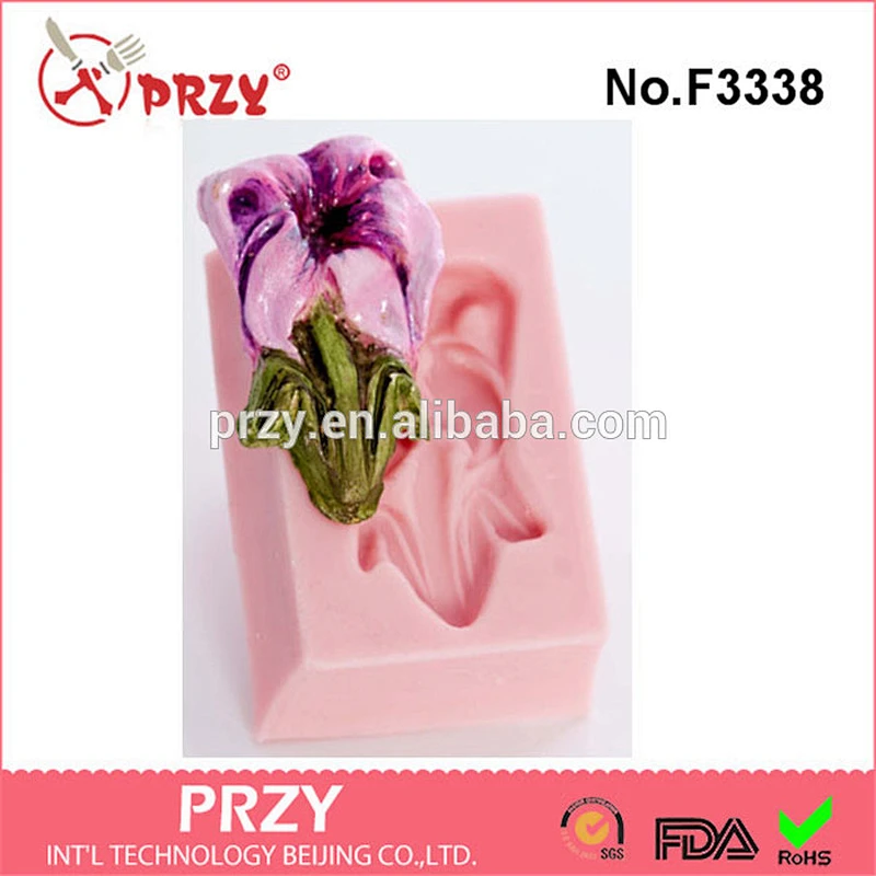 F3338 Lily flower silicone mold 3D flower mold for cake decoration silicone rubber mold