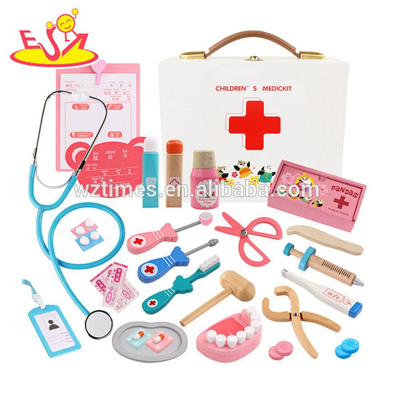 Wholesale early education toy wooden kids doctor set help baby learning first aid W10D158