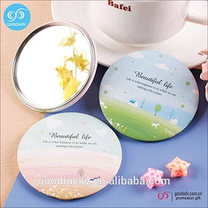 wholesale gifts custom tinplate round pocket mirror