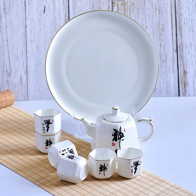 Bone china white  porcelain kungfu teapot for trade show