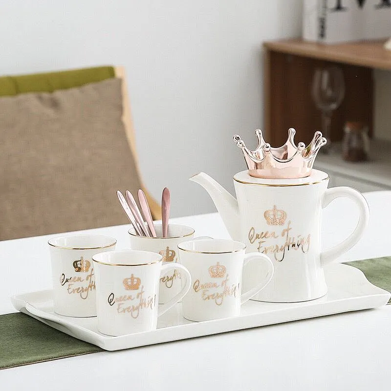 Ceramic Tea Cup Set Creative Nordic Simplified Style Cold Water Kettle Tea Pot Set