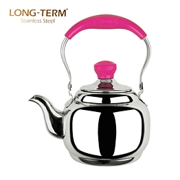 L20060203 1L S/S Turkish 0.7Mm Double Tea Kettle With Color Handle