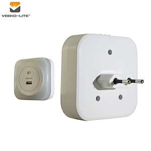 1USB Ports white light 8pcs plug in LED sensor night light