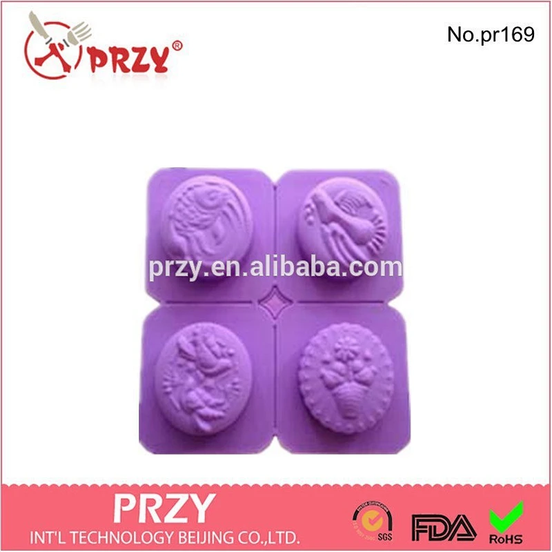 Chocolate Pan Silicone Circle Flower Printed Soap Mold