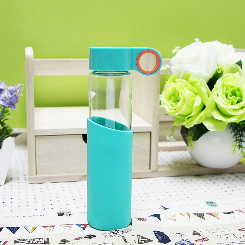 High Quality Glass Cup ABS Sleeve Glass Bottle for Girls Easy to Take