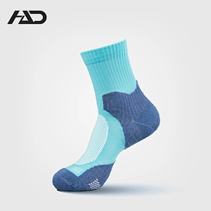 Men's Cotton Half Terry Soft Comfortable Blue Jacquard Casual Sports Running Athletic Crew Wear Resistant Socks