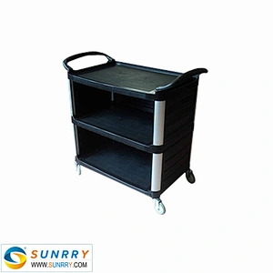3 Layers food service cart with wheels half open type plastic liquor airline service trolley cart