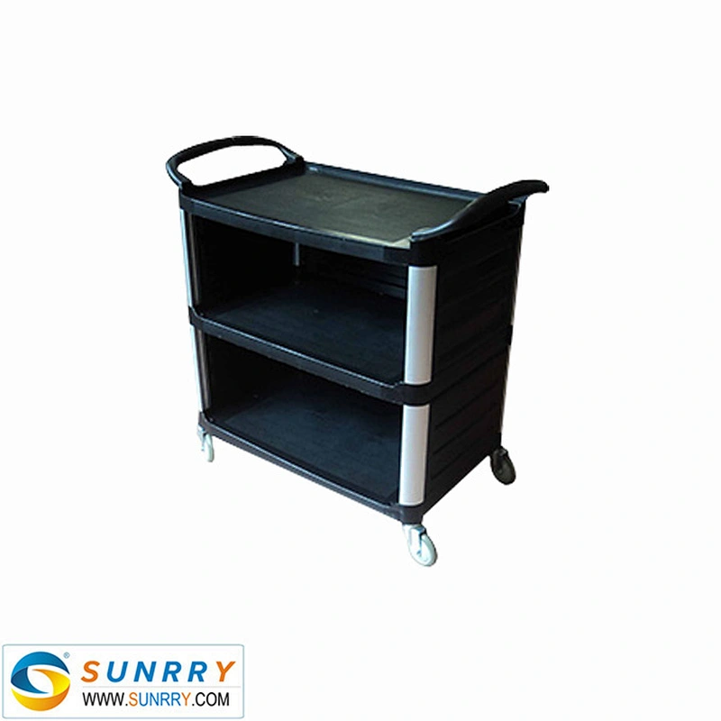 3 Layers food service cart with wheels half open type plastic liquor airline service trolley cart