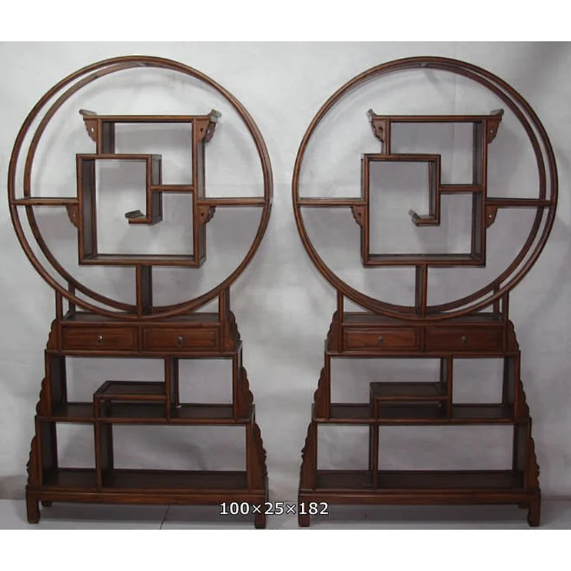 chinese antique wooden pair dispaly shelf