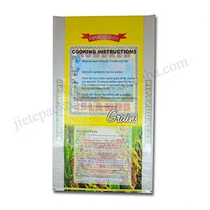 Printing yellow basmati rice 50kg bag pp woven bag with transparent window