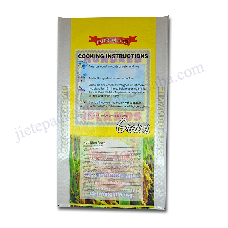 Printing yellow basmati rice 50kg bag pp woven bag with transparent window
