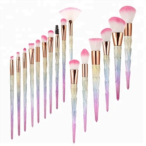 Customized High Quality Your Own Brand Diamond Rainbow Eye 16pcs Private Label Makeup Brush Set Professional