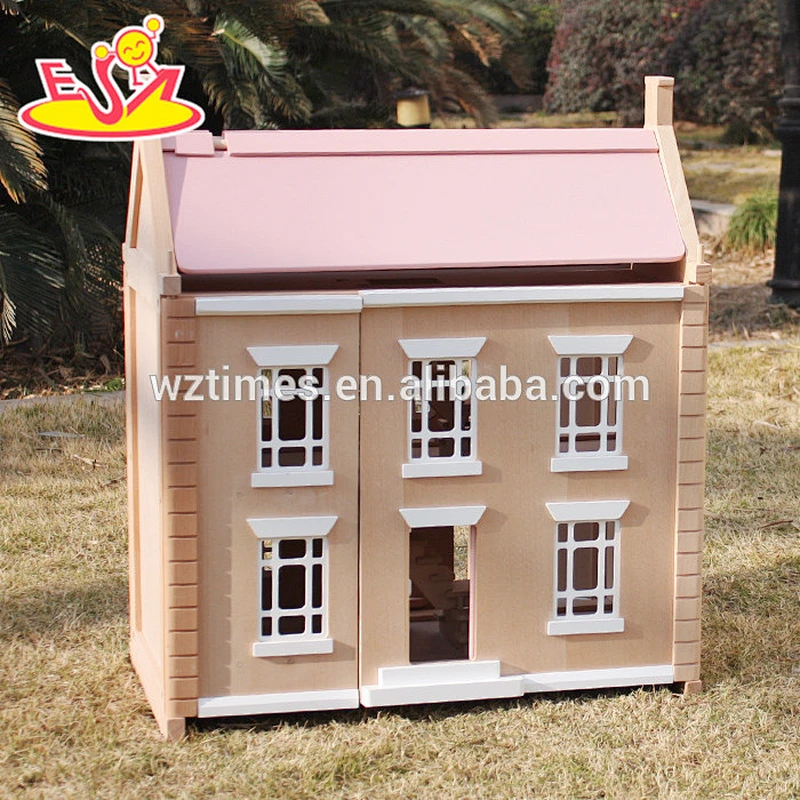 2018 high quality children wooden victorian dolls house W06A237