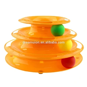 Interactive Three Layers Pet Cat Toys Intelligence Tower of Tracks w/ Balls Crazy Amusement