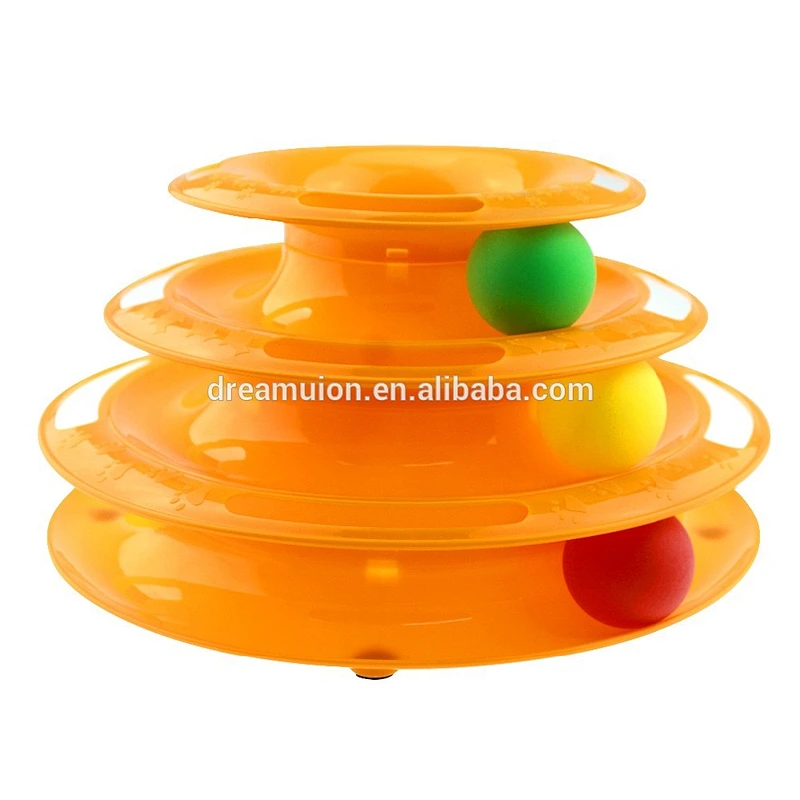 Interactive Three Layers Pet Cat Toys Intelligence Tower of Tracks w/ Balls Crazy Amusement