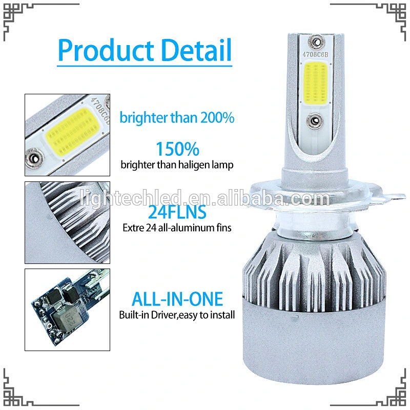 Lightech DC 12V All In One C6 Led Headlight H7 36W