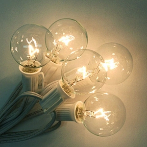Christmas LED Light 25FT G40 Clear Globe Bulb Green Wire E12 C7 String Light