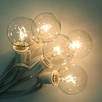 Christmas LED Light 25FT G40 Clear Globe Bulb Green Wire E12 C7 String Light