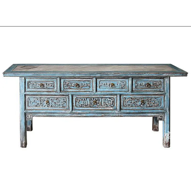 chinese antique reproduction solid wood pine distressed altar table furniture