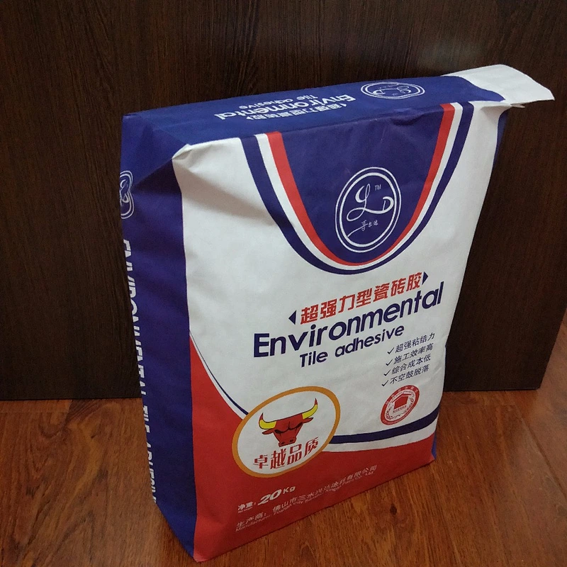 kraft paper bag with valve port for cement ceramic tile glue putty powder 25kg 40kg