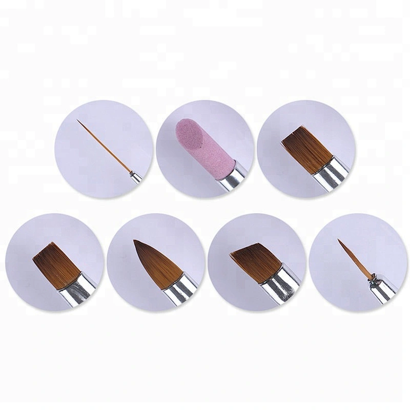 7Pcs Nail Art Brush Set Pink Wooden Handle Acrylic Painting Liner Pen Cuticle Remover Manicure Kit For Nail Polish Brush Tool