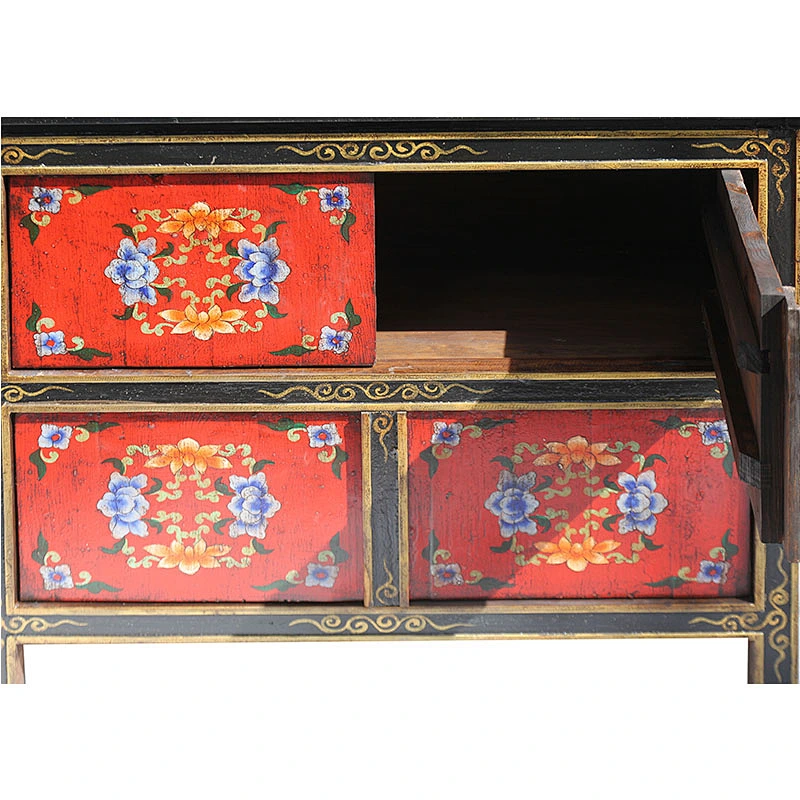 chinese antique reproduction lacquer painted oriental buffet storage furniture