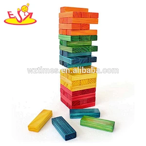Großhandel 54 PCS Kinder Holzbausteine ​​Spiel Spielzeug bunte Kinder Stapeln Holzbausteine ​​Spiel Spielzeug W13D154