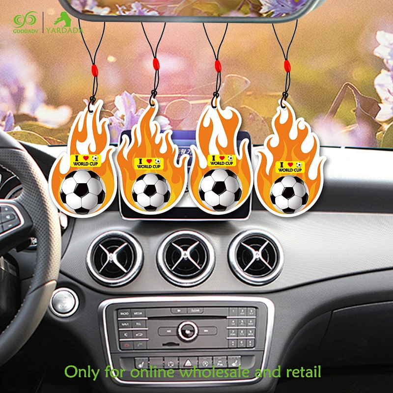 2018 the new soccer cup flame pattern air freshener, car mirror ornaments, lasting fragrance, cheap and high quality.