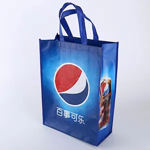 Custom wholesale blue non-woven bag belt logo for coke packaging