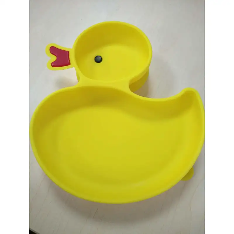 Duck Shape Silicone Baby Placemats and Bowls Food Grade Silicone Baby Feeding Plates
