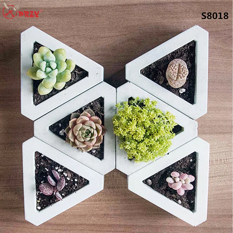 high quality 3D mini concrete vase mould silicone Triangle flower pot silicone molds concrete for sell