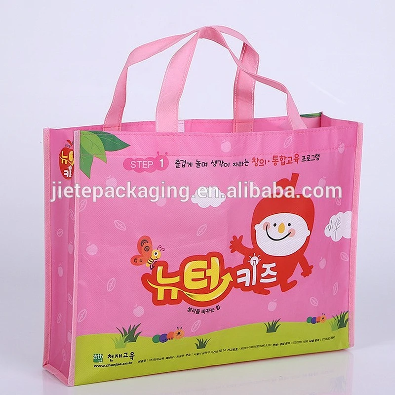 Cartoon design bottom gusset handle non woven bag style for shopping