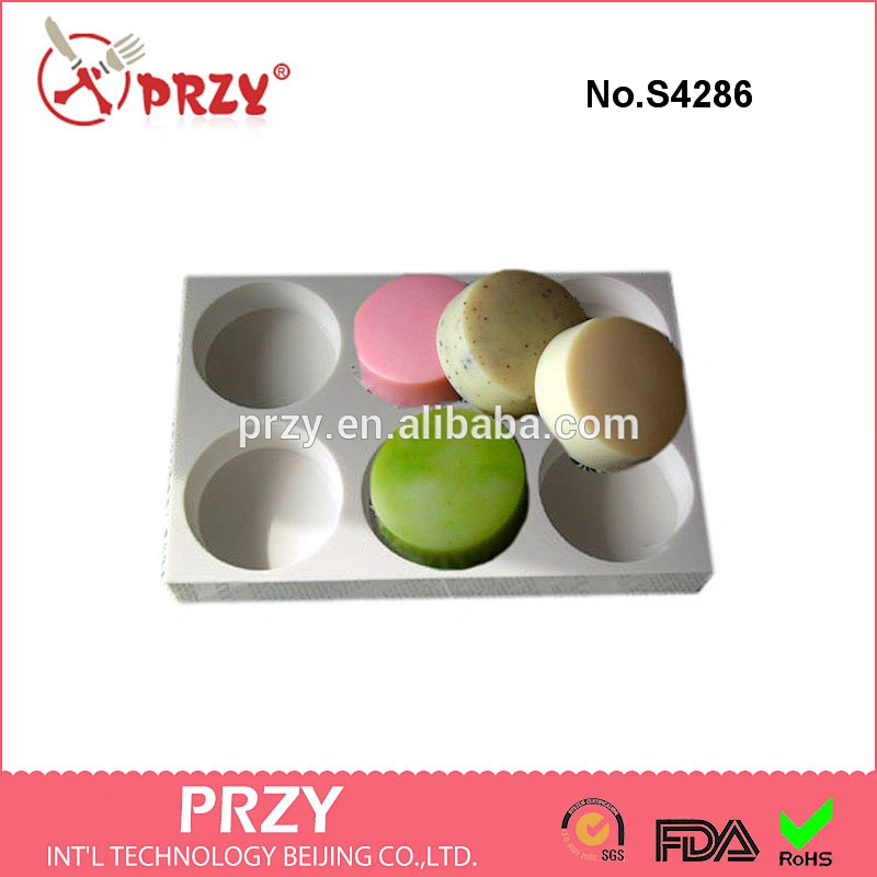 S4286 Round Shape 6 cavity handmade tray mold silicone loaf soap mold silicone mould