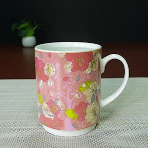 Customized Logo Ceramic Cup Flower Pattern Color Changing Cup Porcelain Magic Coffee Mug for Office Home use