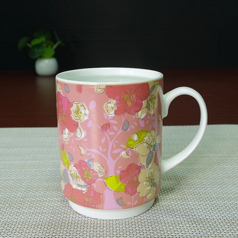 Customized Logo Ceramic Cup Flower Pattern Color Changing Cup Porcelain Magic Coffee Mug for Office Home use