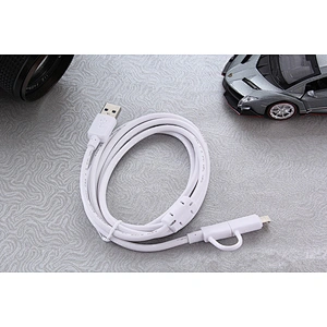 High quality cheap insulated 2 in 1 PVC flat data cable with micro usb for iphone 8 7 6