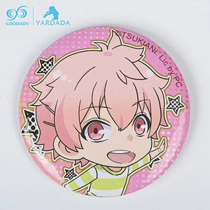 Custom cartoon anime 58mm tin button badge for animation company promotional gifts