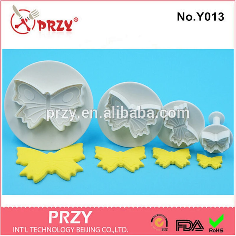 Eco-friendly Y013 butterfly fondant plastic pastry plunger cutter