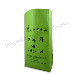 Green 25kg block bottom stand up multilayer kraft paper chemical resistance bag industrial and agricultural use