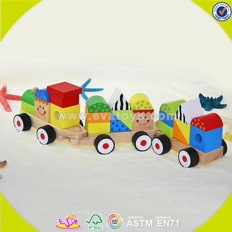 wholesale top sale multifunction pulling train toy stylish wooden pull train toys W05C008